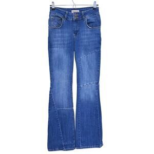 Bianco Womens Mid Rise Skinny Flare Kickboot Jeans Size 26 Blue Y2K Retro Indie